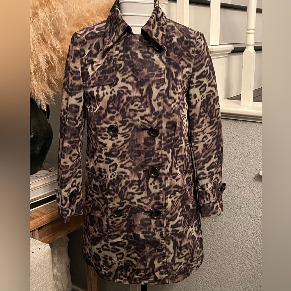 Talbots Cheetah Waterproof Rain Coat Size 2